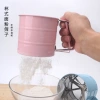 Stainless steel handheld flour sieve, baking tool, non-stick flour sieve, cup-type semi-automatic flour sieve details Picture